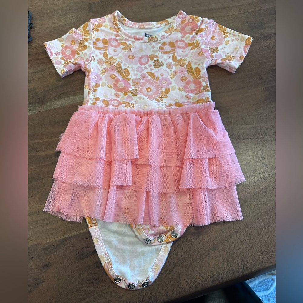 Floral Pink Ruffle Baby One-Piece Bodysuit Tutu